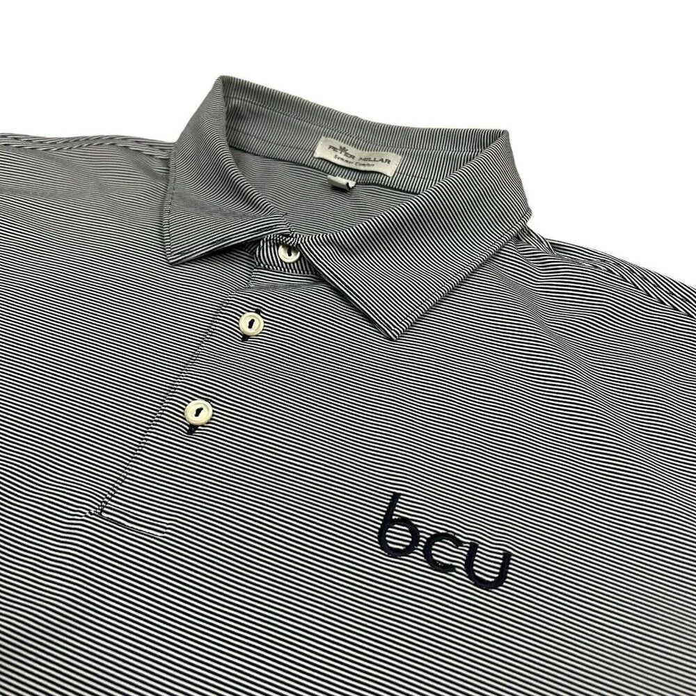Peter Millar Summer Comfort Men's XL White Blue Stripled‎ Polo Golf Shirt